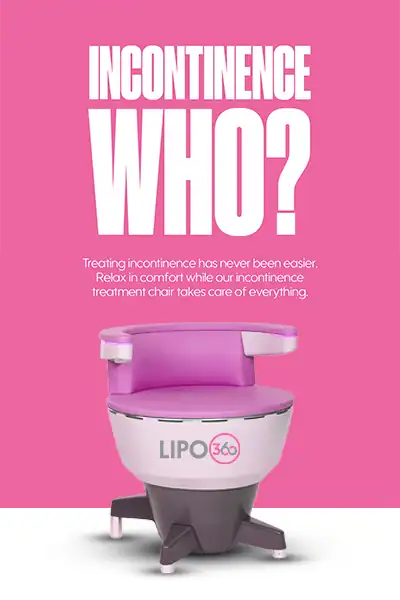 LIPO360 EMS Chair Can Help with Urinary Incontinence 2 Image of a urinary incontinence treatment seat Dudley
